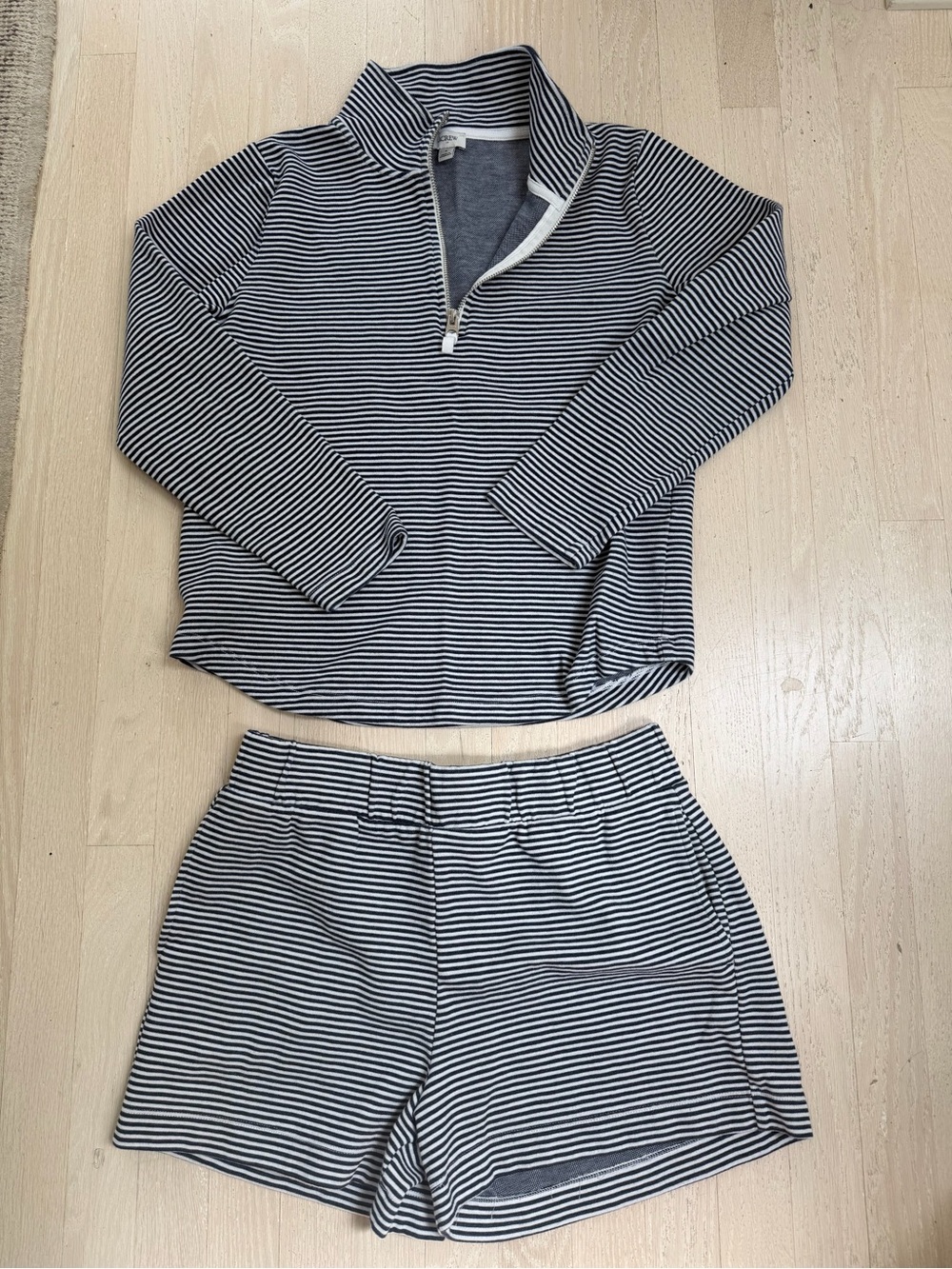 Jcrew Factory Striped Navy & White Quarter-Zip Lounge Set